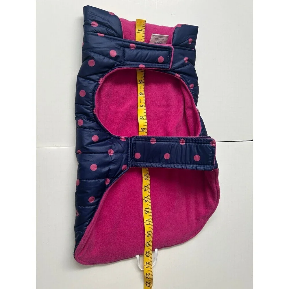 Top Paw Dog Puffer Vest/Jacket Blue & Pink With Polka Dots size L - Picture 4 of 4